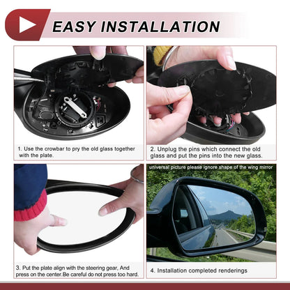 Heated Right Passenger Side Mirror Glass for Dodge RAM 1500 2500 (2019-2023)