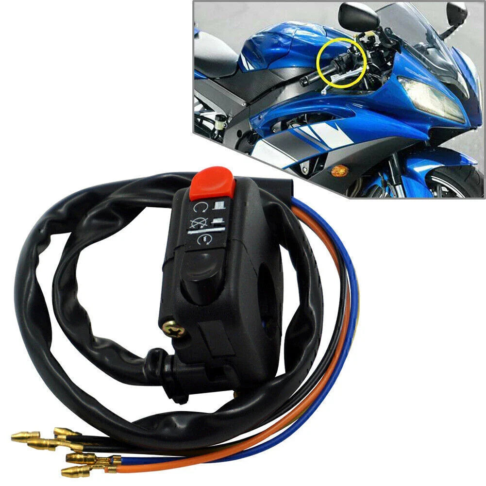 Universal 7/8" Handlebar Motorcycle Ignition Switch Starter - Black
