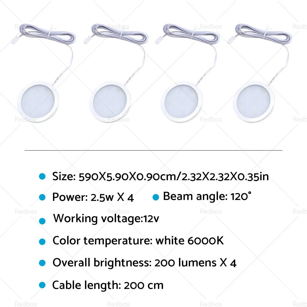 4 x 12V Cool White LED Ceiling Lights for Caravan Camper Trailer Boat