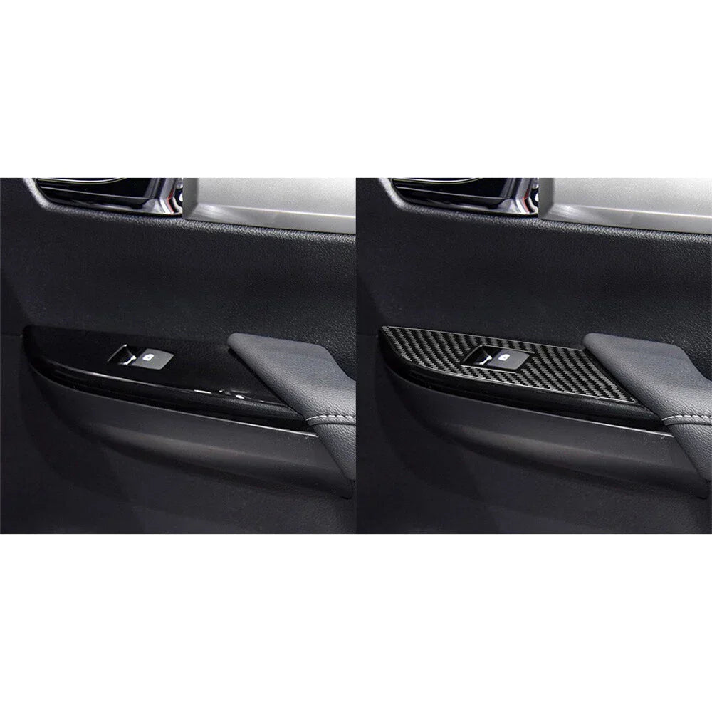 4 x Window Switch Panel Covers Carbon Fiber for Toyota Hilux Revo (2015-2021)
