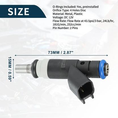 Fuel Injector 2.4L for Dodge Avenger (2008-2014) - Black 1 x Injector