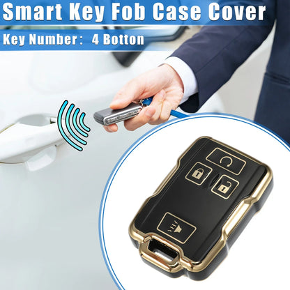 TPU Black 4 x Button Remote Keyless Key Fob Cover for Chevy Suburban & GMC