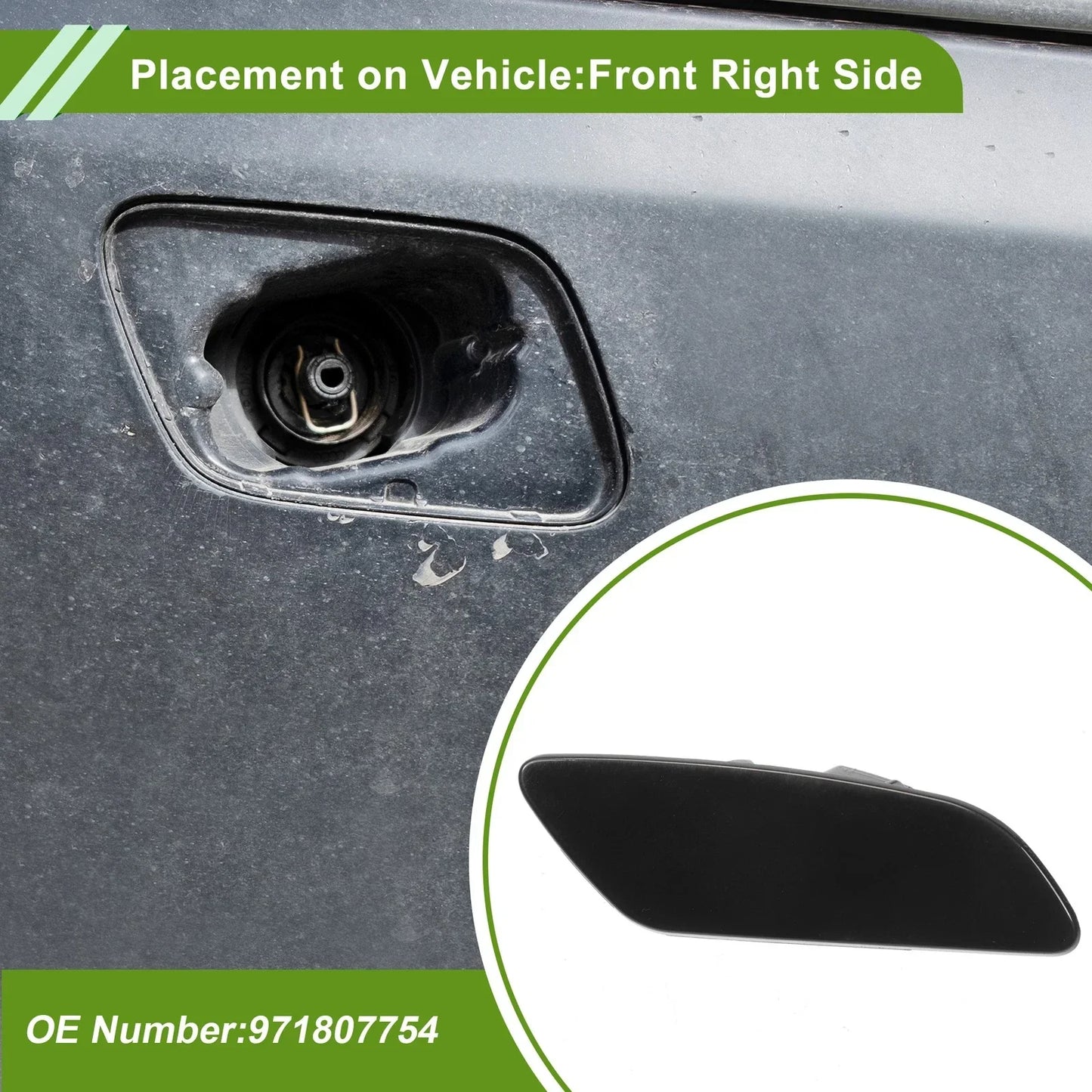 Washer Nozzle Cover for Porsche Panamera 2017-2021 (2 x Black Caps)