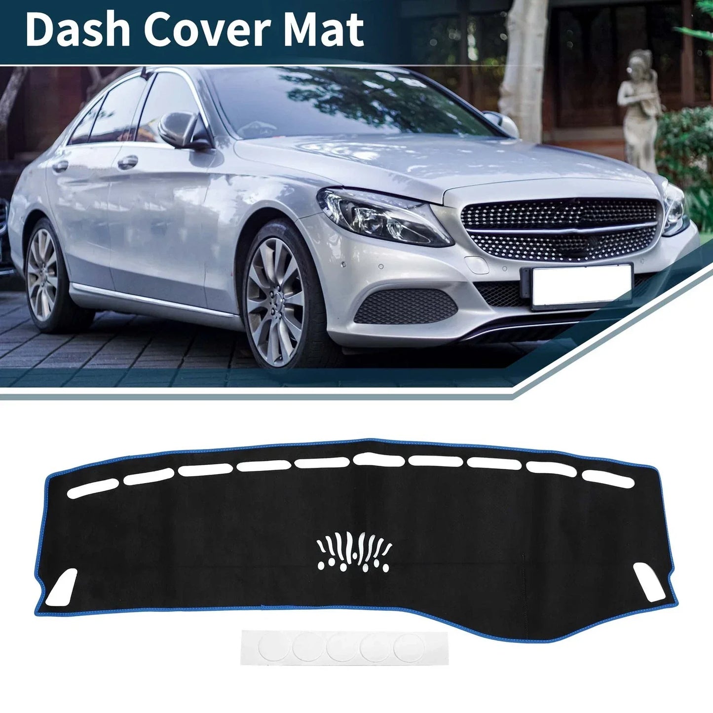 Dashboard Cover Mat for Mercedes Benz GLC Sun Protector Pad Black Blue