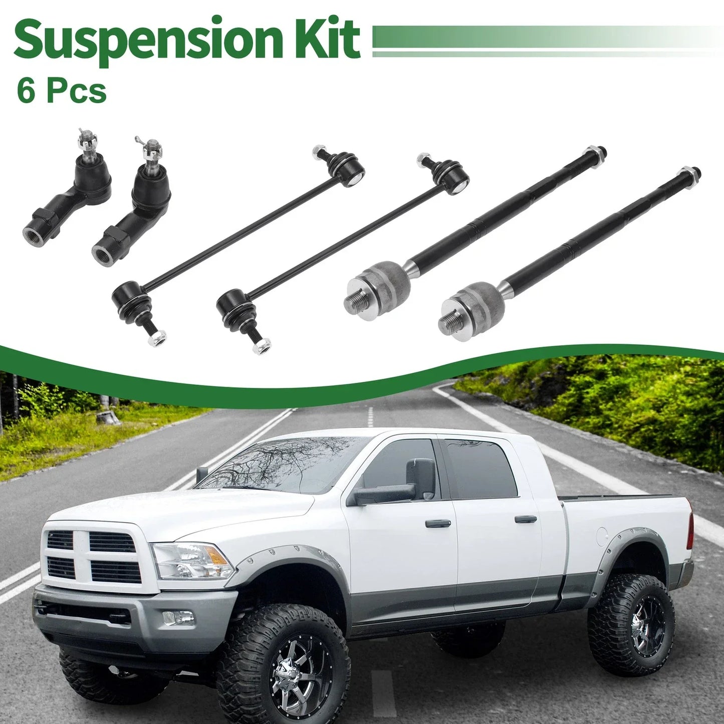 6 Pcs Front Suspension Kit Tie Rod Ends Sway Bar Link for Dodge Dart (2013-2016)