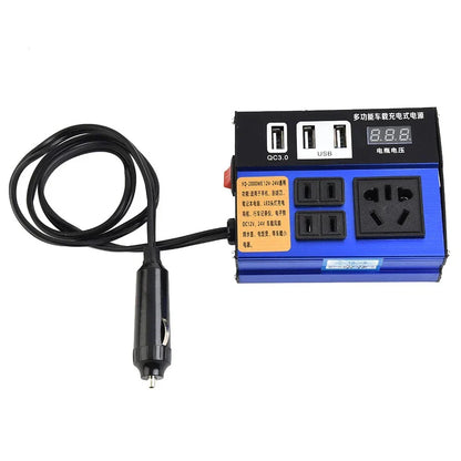 Inverter / Power Inverter with LED Display & 3 USB Ports DC12V/24V to AC110V/220V for Car