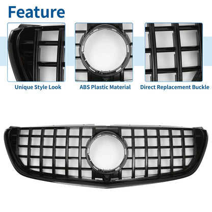 Front Upper Bumper Grille for Mercedes-Benz V-Class W477A (2020) Glossy Black