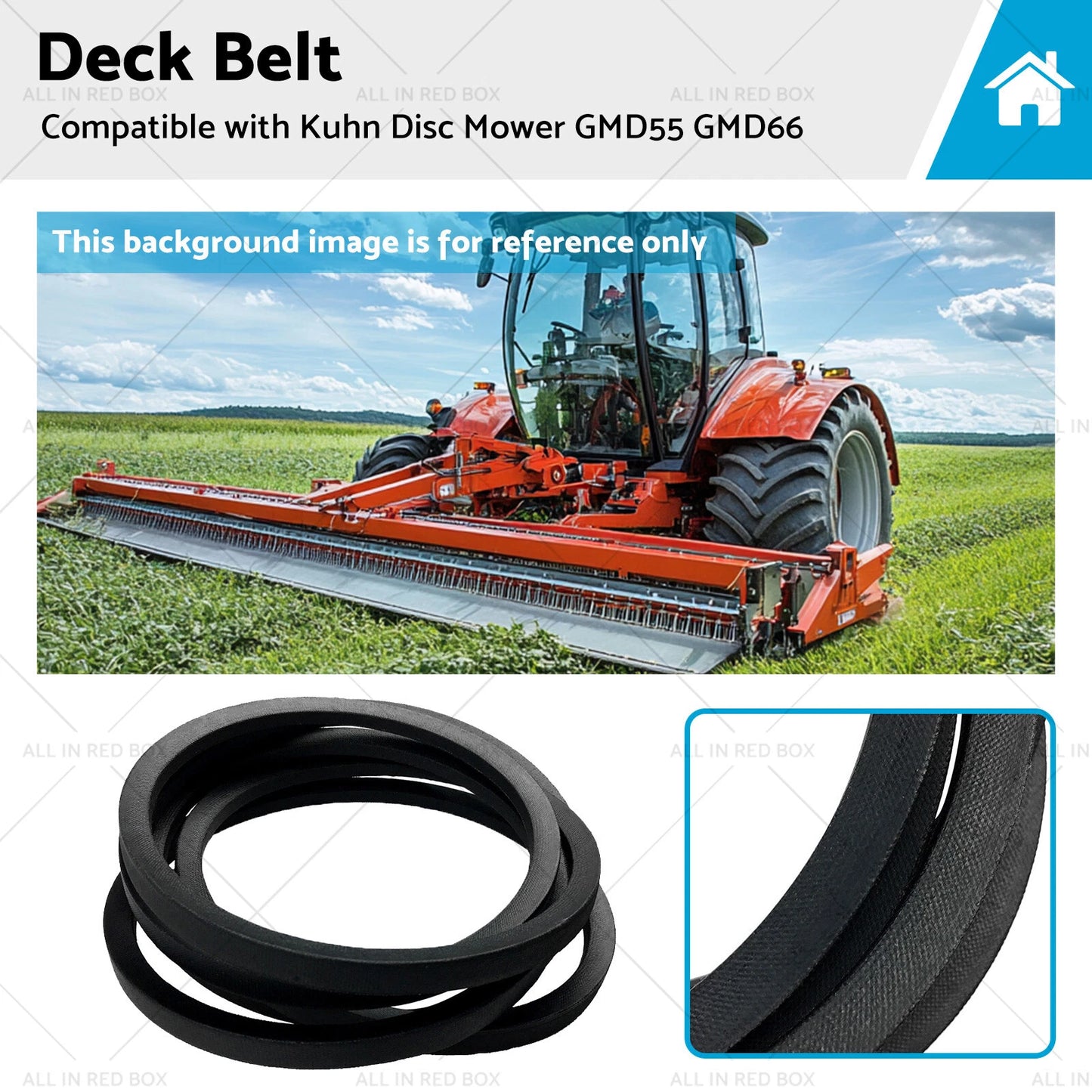 Kevlar Deck Belt for Kuhn Disc Mower GMD55 GMD66