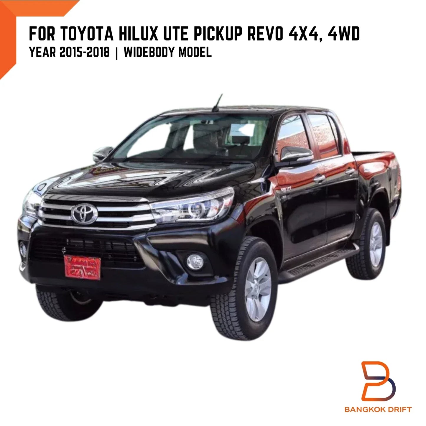 6" Matte Black Fender Flares for Toyota Hilux Ute Revo SR5 (2015-2018)