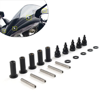 Black Windshield Well Nut Bolt Screws for Harley Road Glide (2015-2023)