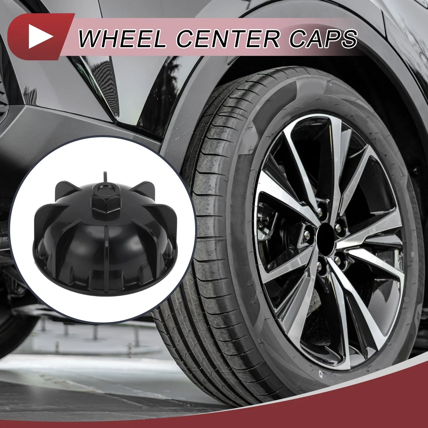 Car Wheel Center Caps 2 x for Mercedes Benz W205 (2015-2019) Black Plastic