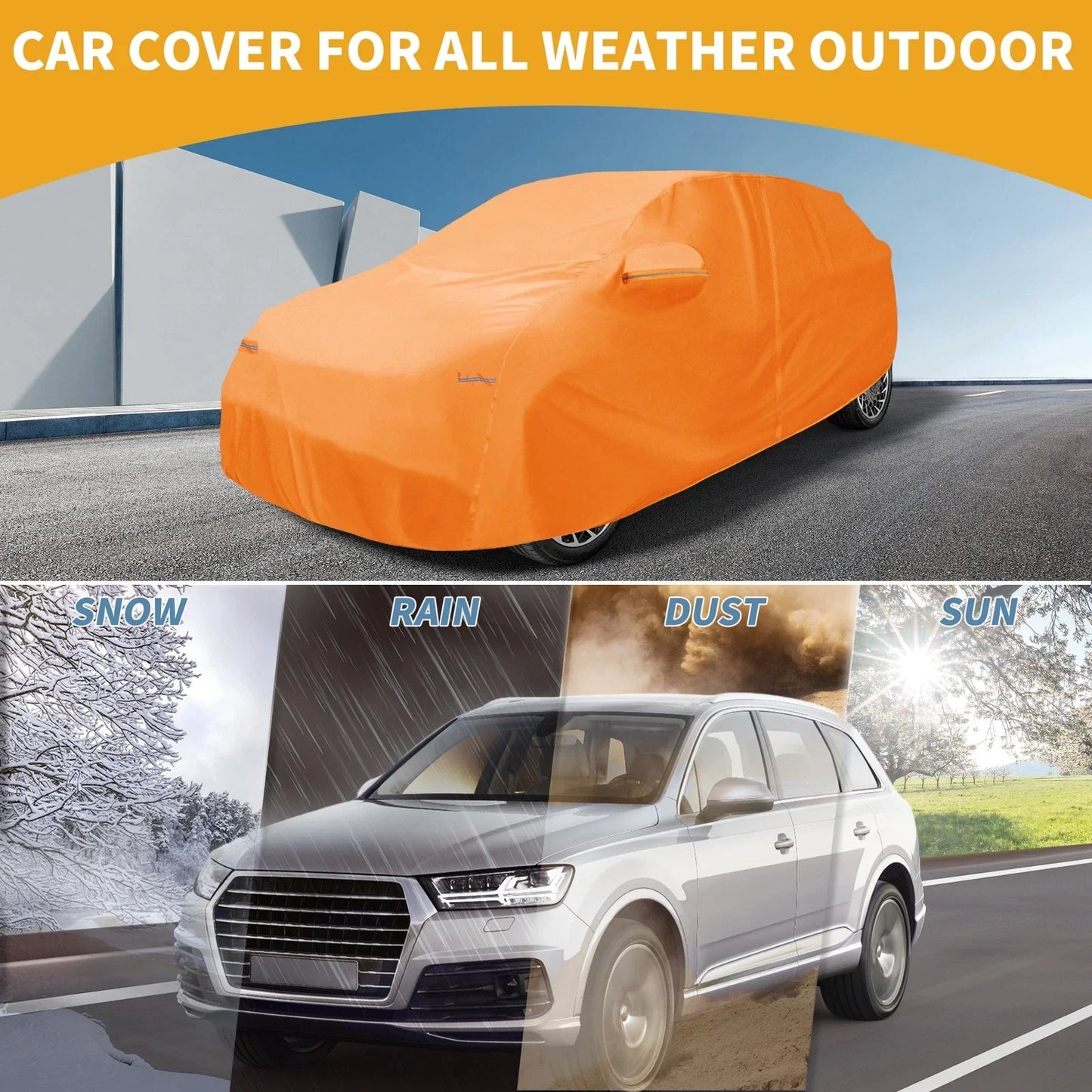 Waterproof All Weather Car Cover for Hyundai Nexo (2019-2023) - Orange 210D-PU