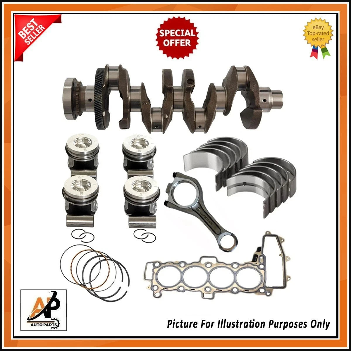 Crankshaft for Land Rover 204DTD 2.0 Diesel Alloy Steel Engine Rebuild Kit (2001–2005)