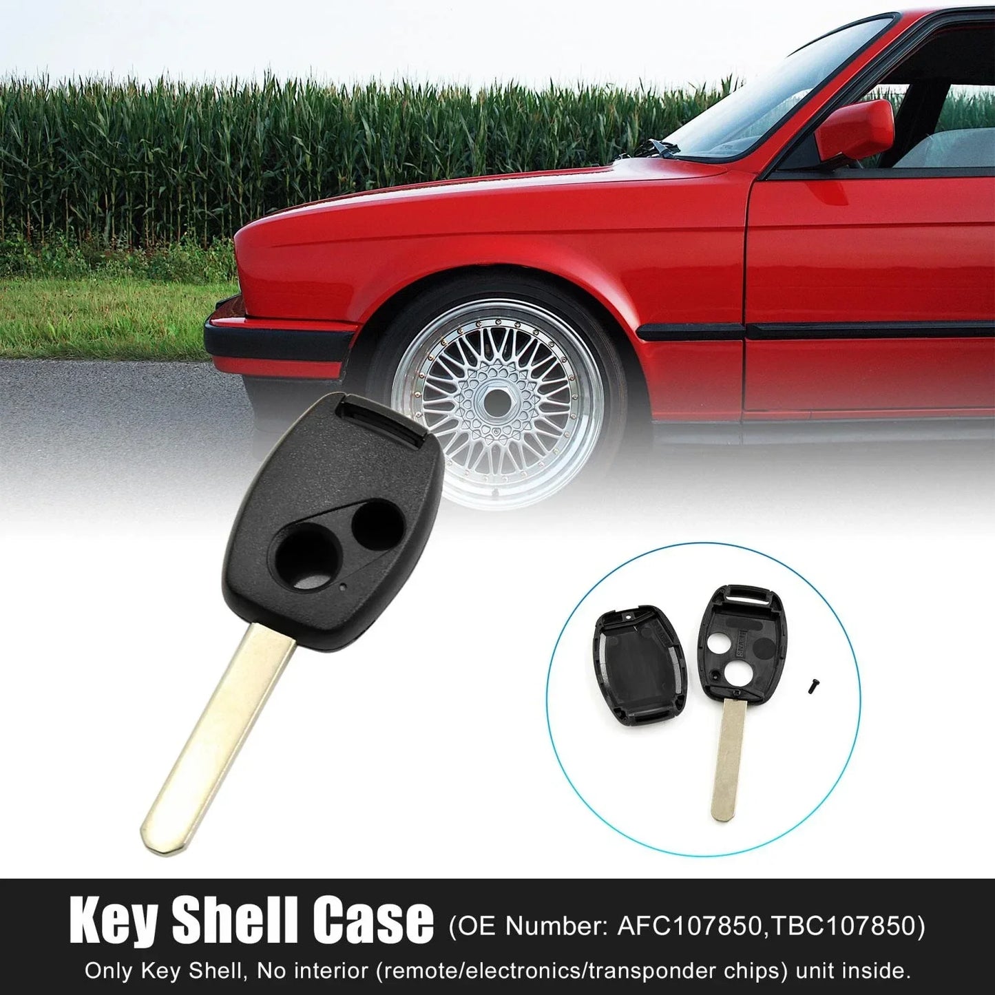 Uncut Key Remote Shell Replacement for Honda Civic Accord 2 x Button