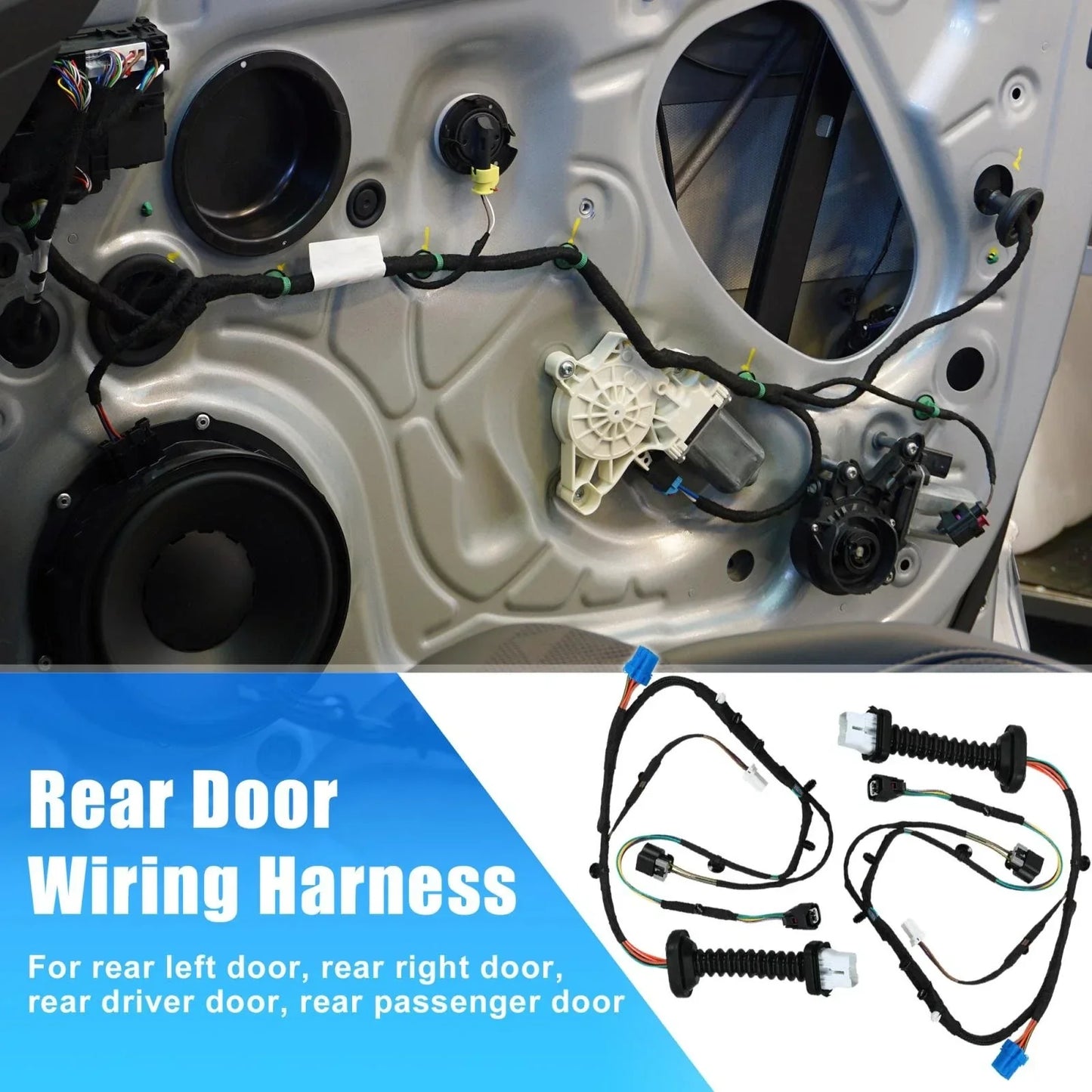 2 x Rear Door Harnesses with Connectors for Dodge RAM 1500 2500 3500 (2002-2023)