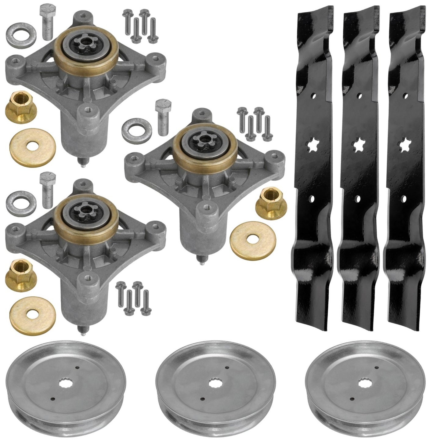 Deck Spindle Blade Belt Pulley Rebuild Kit for Husqvarna GTH26K (54 inch)