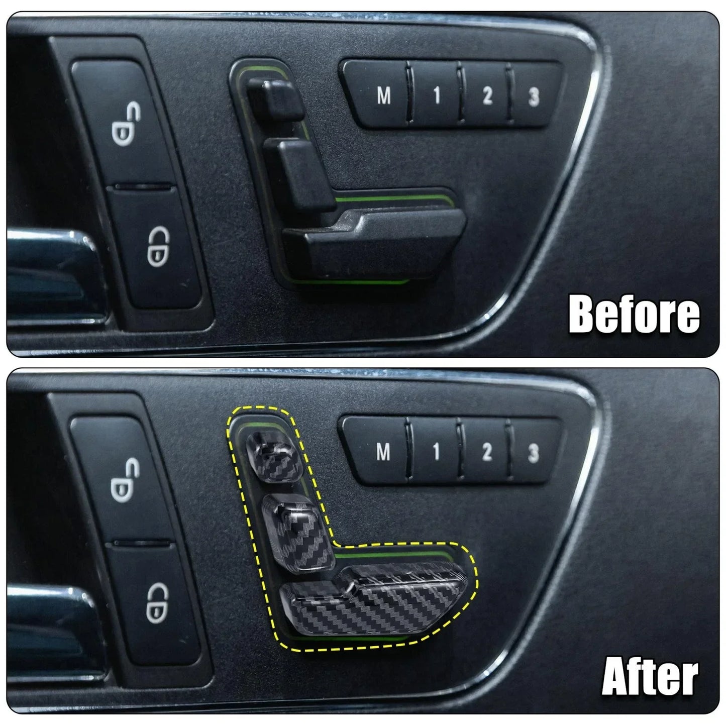 6Pcs Carbon Fiber Car Door Adjust Button Switch Covers for Mercedes Benz