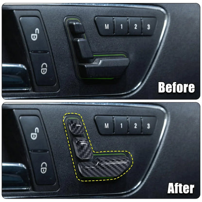 6Pcs Carbon Fiber Car Door Adjust Button Switch Covers for Mercedes Benz