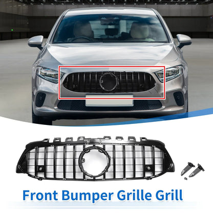Front Upper Bumper Grille for Mercedes-Benz (No Hole, Black)