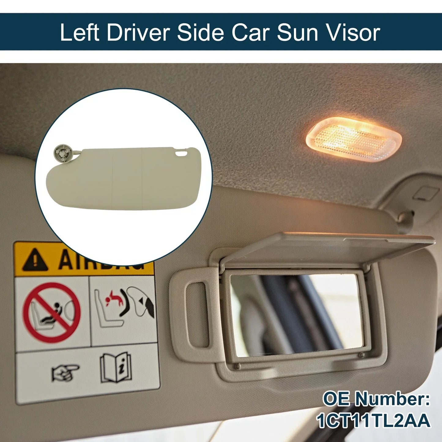 Left Driver Side Sun Visor Assembly for Dodge Ram 1500 (2002-2005) Beige