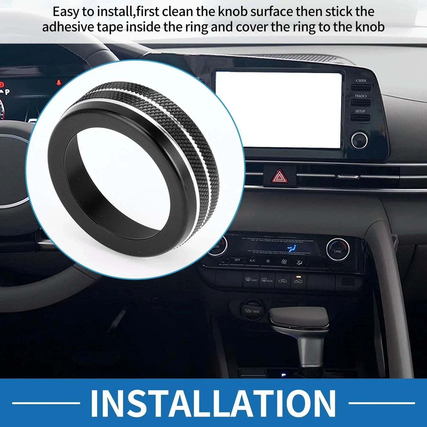 AC Climate Heater Switch Knob Cover Ring for Hyundai Elantra (2021-2024) 2 x Black