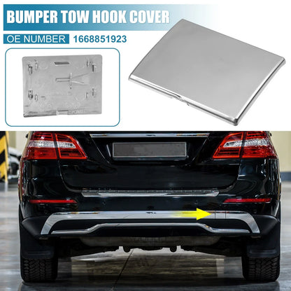 Rear Bumper Tow Hook Cover for Mercedes-Benz (2016-2023) Silver Tone