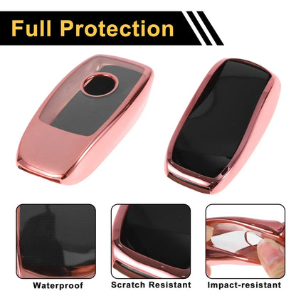 Rose Gold TPU Car Key Case for Mercedes Benz E Class (2017) - 3 Buttons