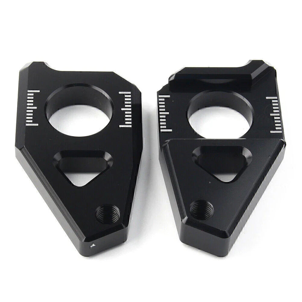 Black Axle Spindle Chain Adjuster Blocks for Yamaha YZF R1 FZ8 FZ1 TMAX 530