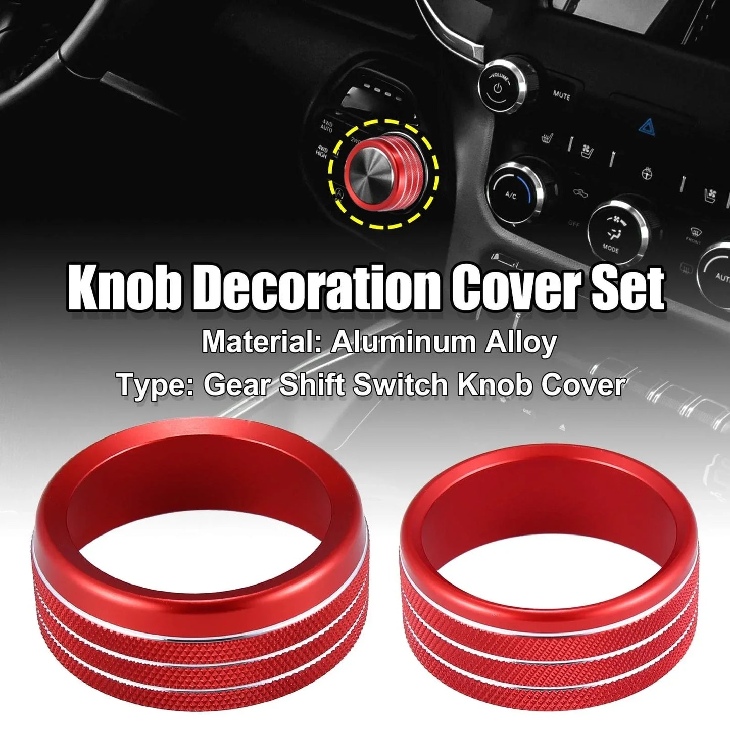 Headlight Switch Knob Trim Cover Set for Dodge Ram (2018-2020) Red
