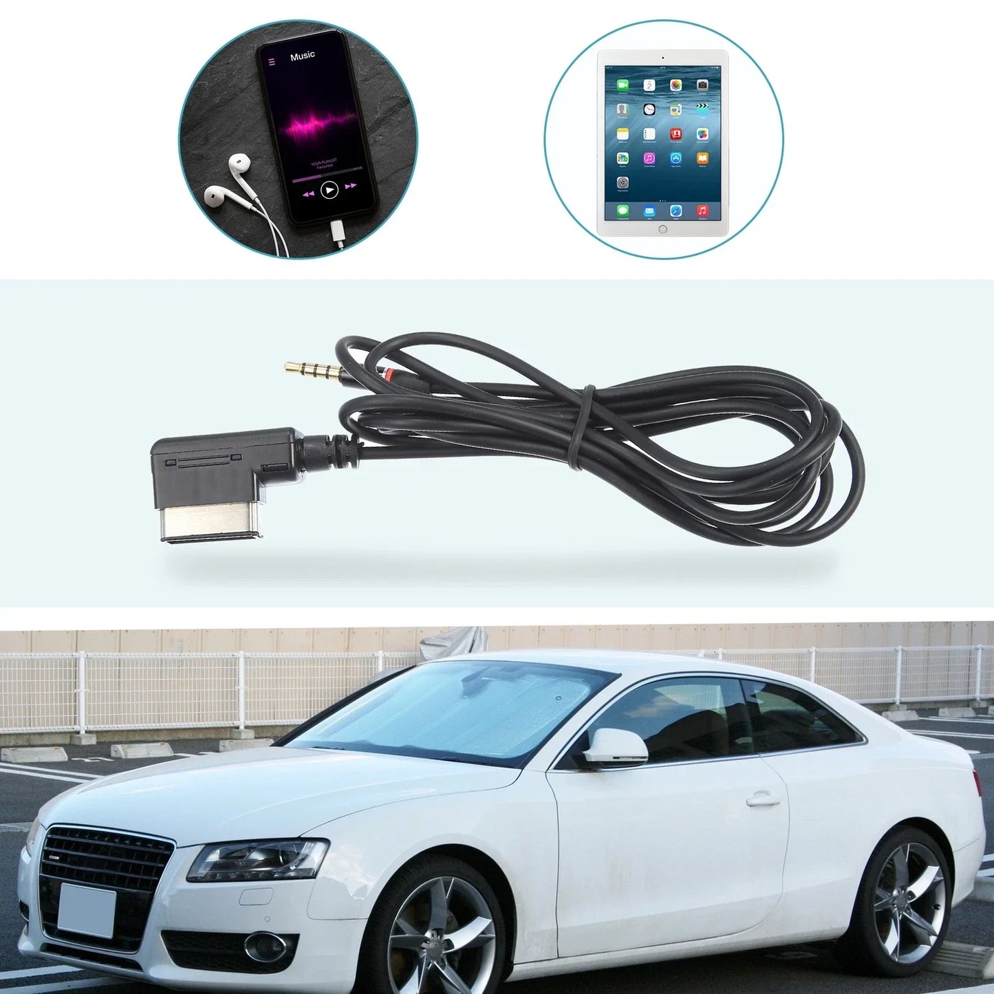 AMI MDI to Stereo 3.5mm Car Audio Aux Adapter Cable for Mercedes Benz (2010-2015)