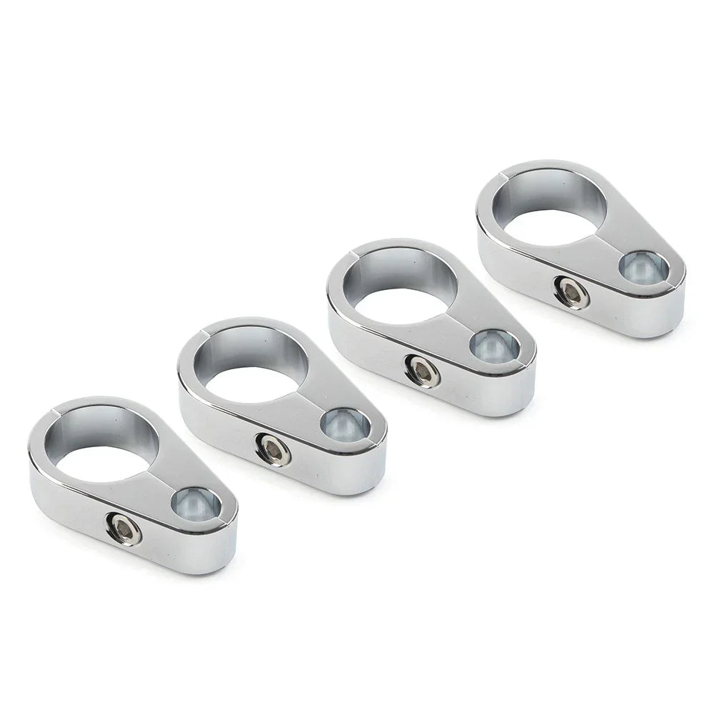 4X Chrome Brake Clutch Cable Wire Clamp Clip for Harley 1" Handlebar