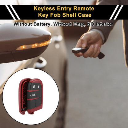 3 Button Key Fob Shell Case for Dodge Charger (2017) Black Red