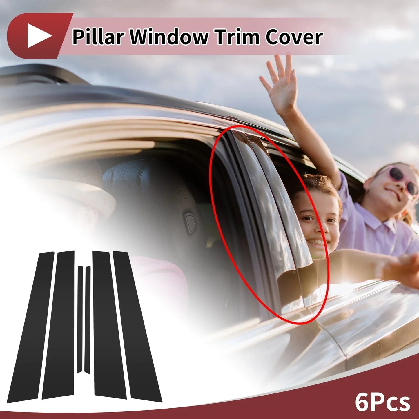 6 Pcs Car Door Pillar Window Trim for Lexus IS (2001-2005) Black