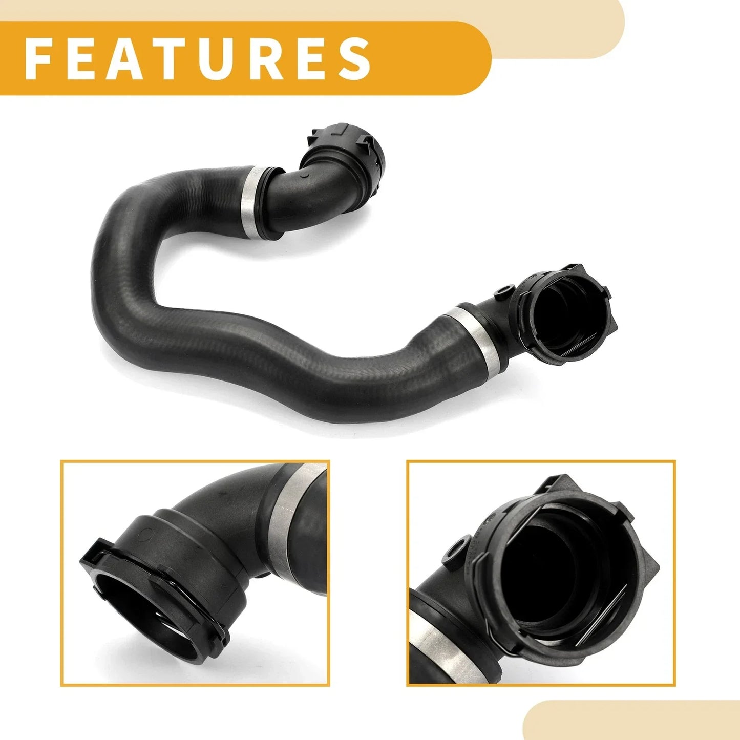 Radiator Hose for BMW 335i (2007-2010) Rubber Black