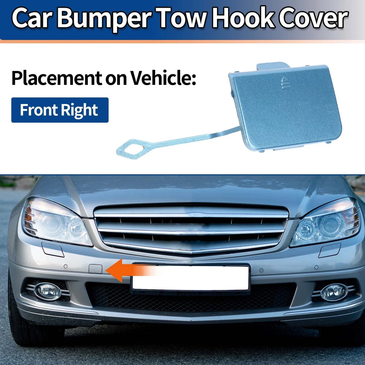 Front Car Bumper Tow Hook Cover for Mercedes-Benz C-Class (2008-2011)