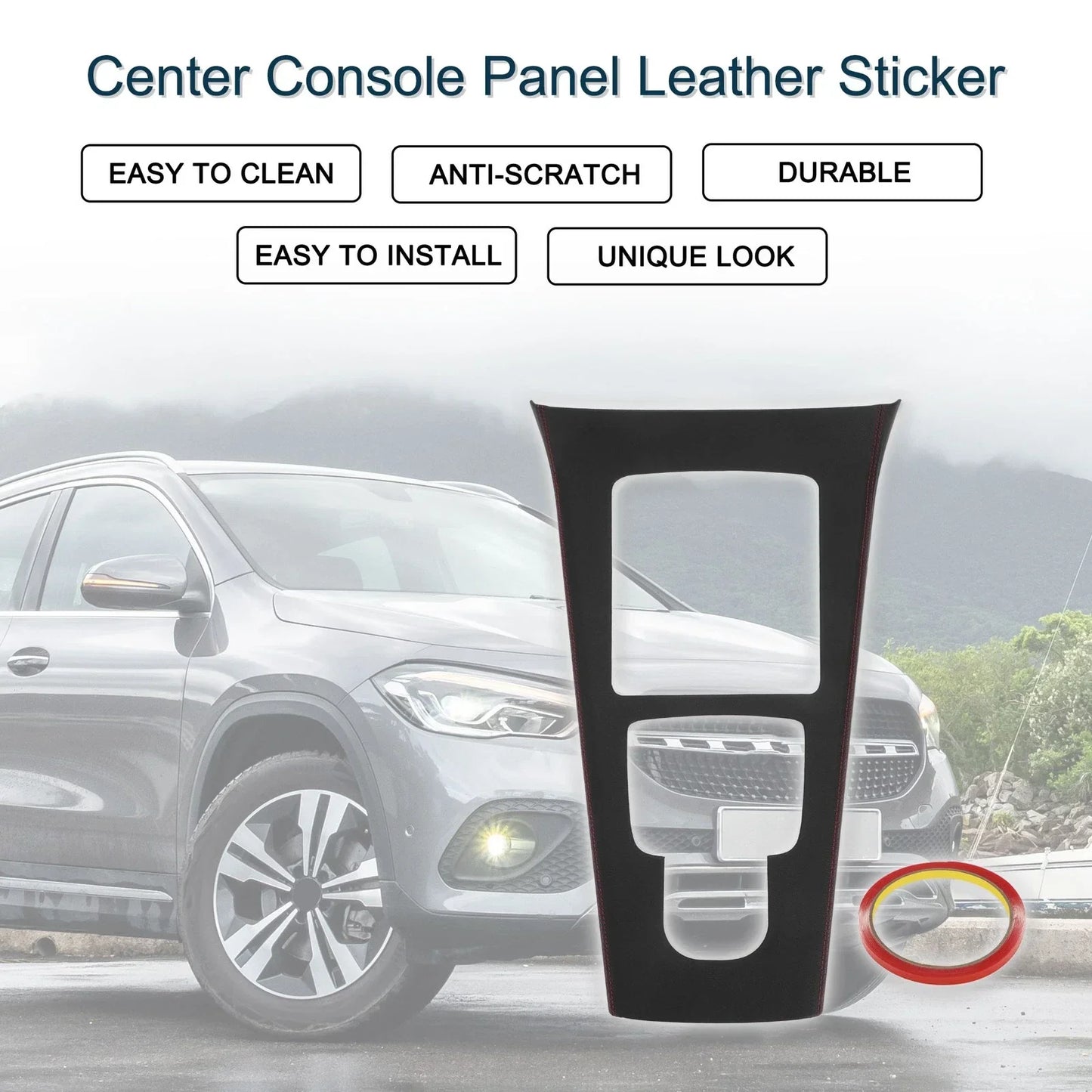 Center Console Panel Sticker for Mercedes-Benz GLA Class (2020-2021) Black Red