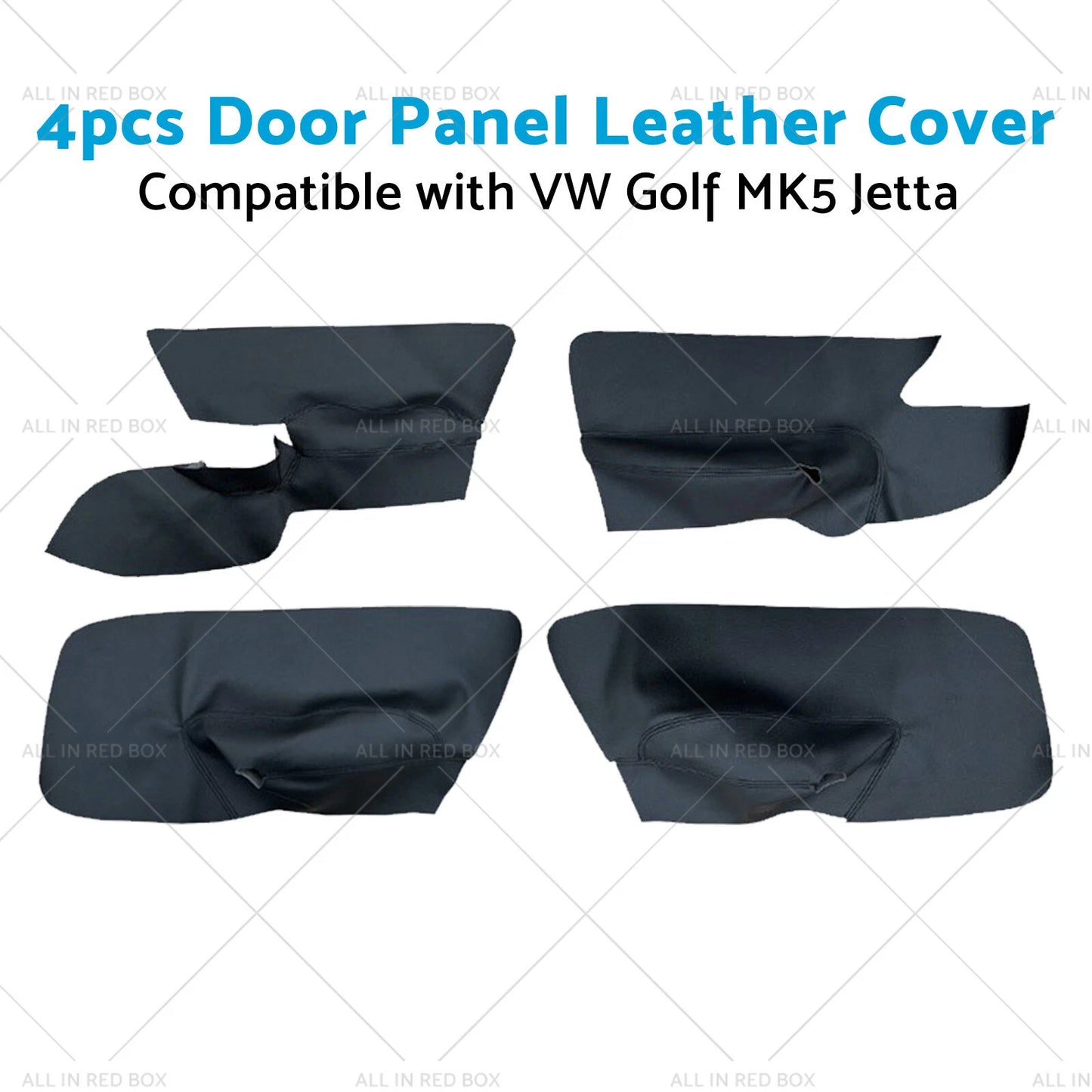 4 x Black Leather Door Armrest Panel Covers for VW Jetta Golf MK5 (2005-2010)