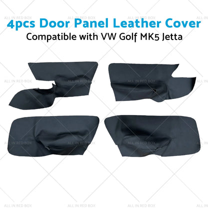 4 x Black Leather Door Armrest Panel Covers for VW Jetta Golf MK5 (2005-2010)