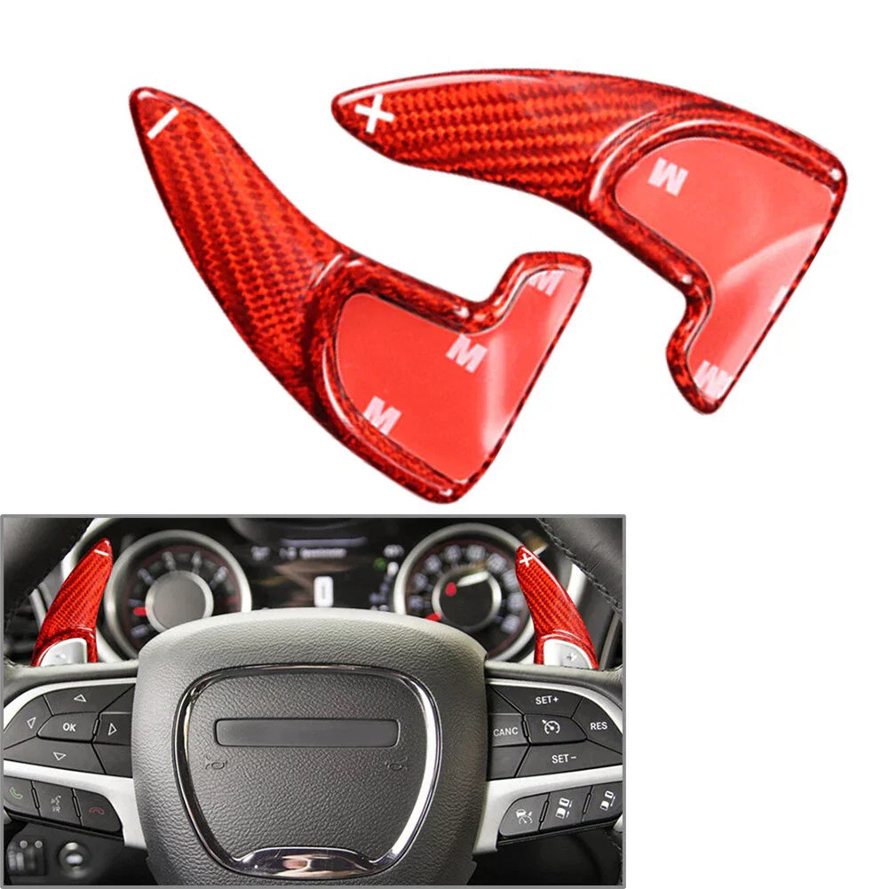 Carbon Fiber Red Steering Wheel Shift Paddle for Dodge Challenger Charger