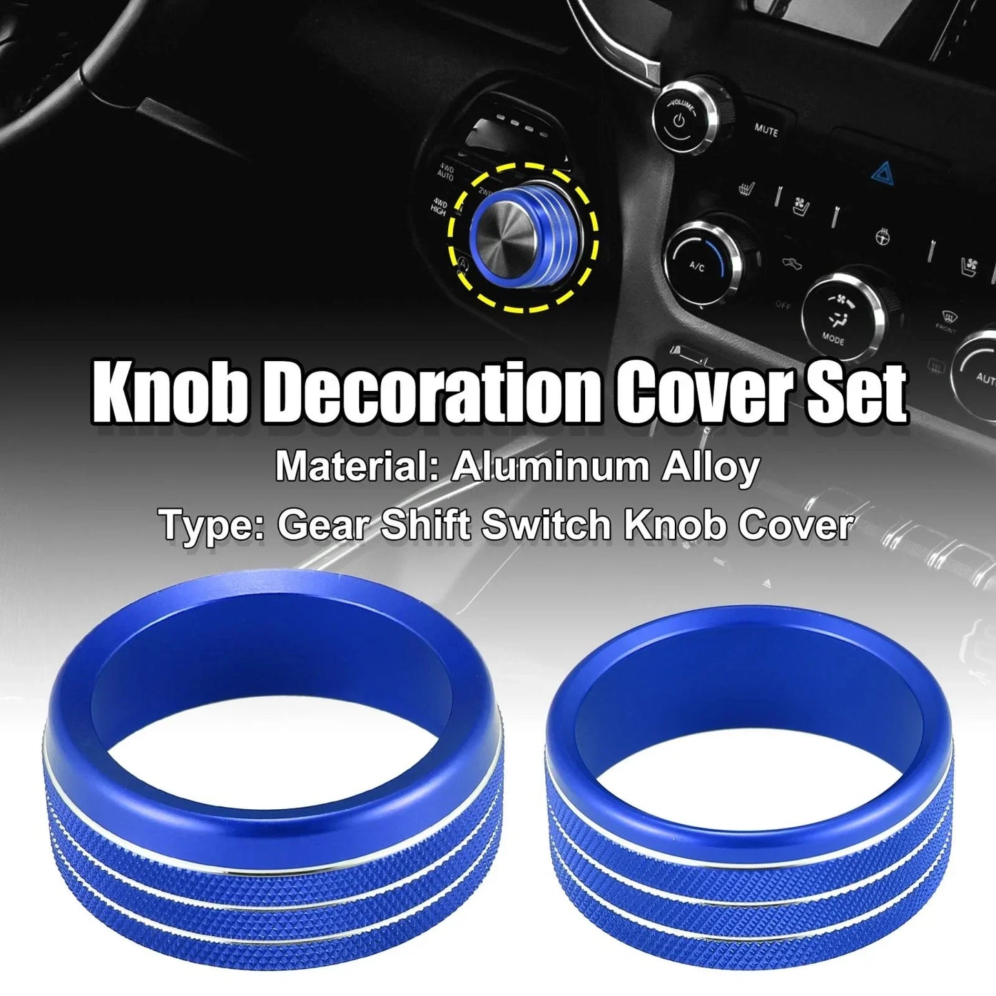 Headlight Switch Knob Trim Cover Set for Dodge Ram (2018-2020) Blue