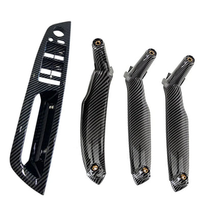 4x Carbon Fiber Inner Door Pull Handle Trim Covers for BMW X5 X6 (2007-2013)