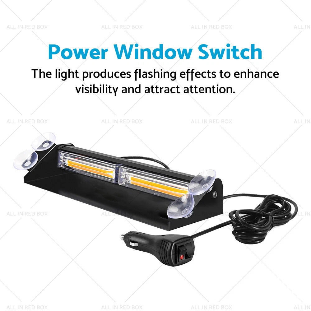 Amber LED Flashing Beacon Strobe Warning Light for Car Truck Windshield Dash