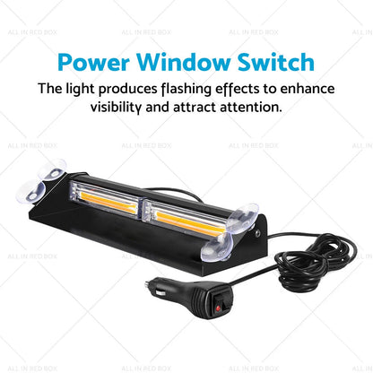 Amber LED Flashing Beacon Strobe Warning Light for Car Truck Windshield Dash