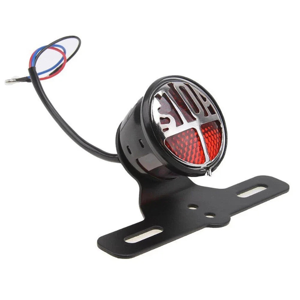 Vintage License Plate Mount Brake Light for Harley Bobber Chopper