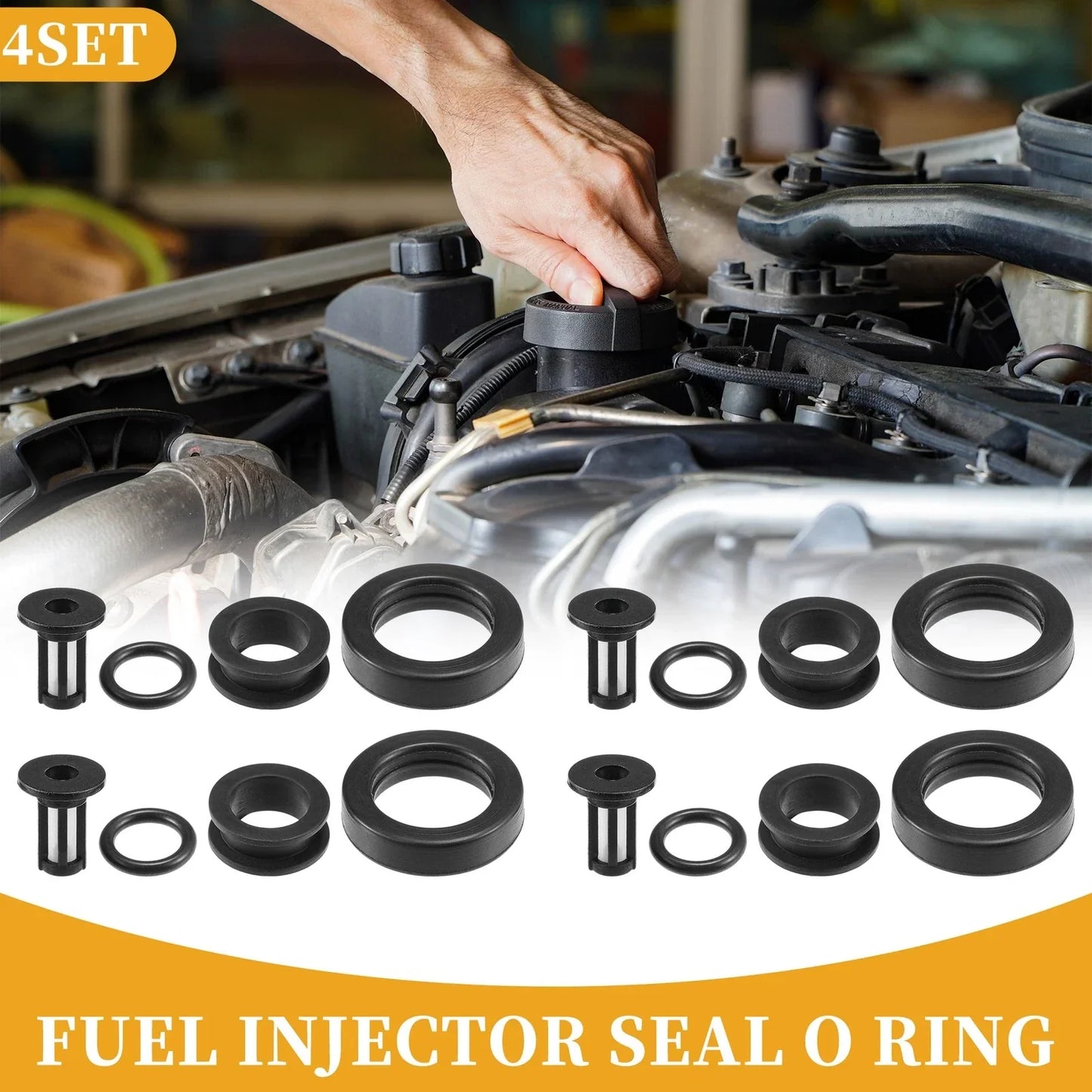 Fuel Injector Seal O Ring 4 x Sets for Honda Prelude (1997-2001) NBR Rubber Black