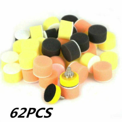 62 Pcs 1" Sponge Polishing Buffing Pads for Car Polisher