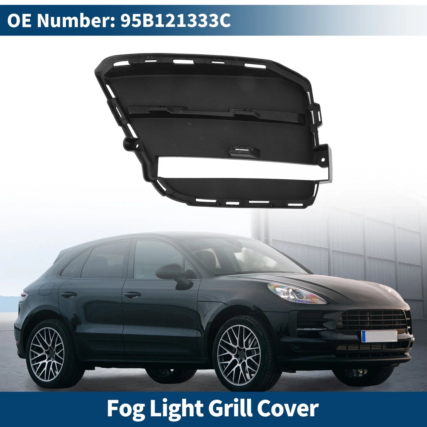 Front Left Fog Light Grill for Porsche Macan (2014-2023) - 1 x Black