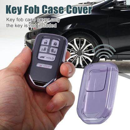 Key Fob Remote Control Cover TPU Shell for Honda (Translucent Purple)
