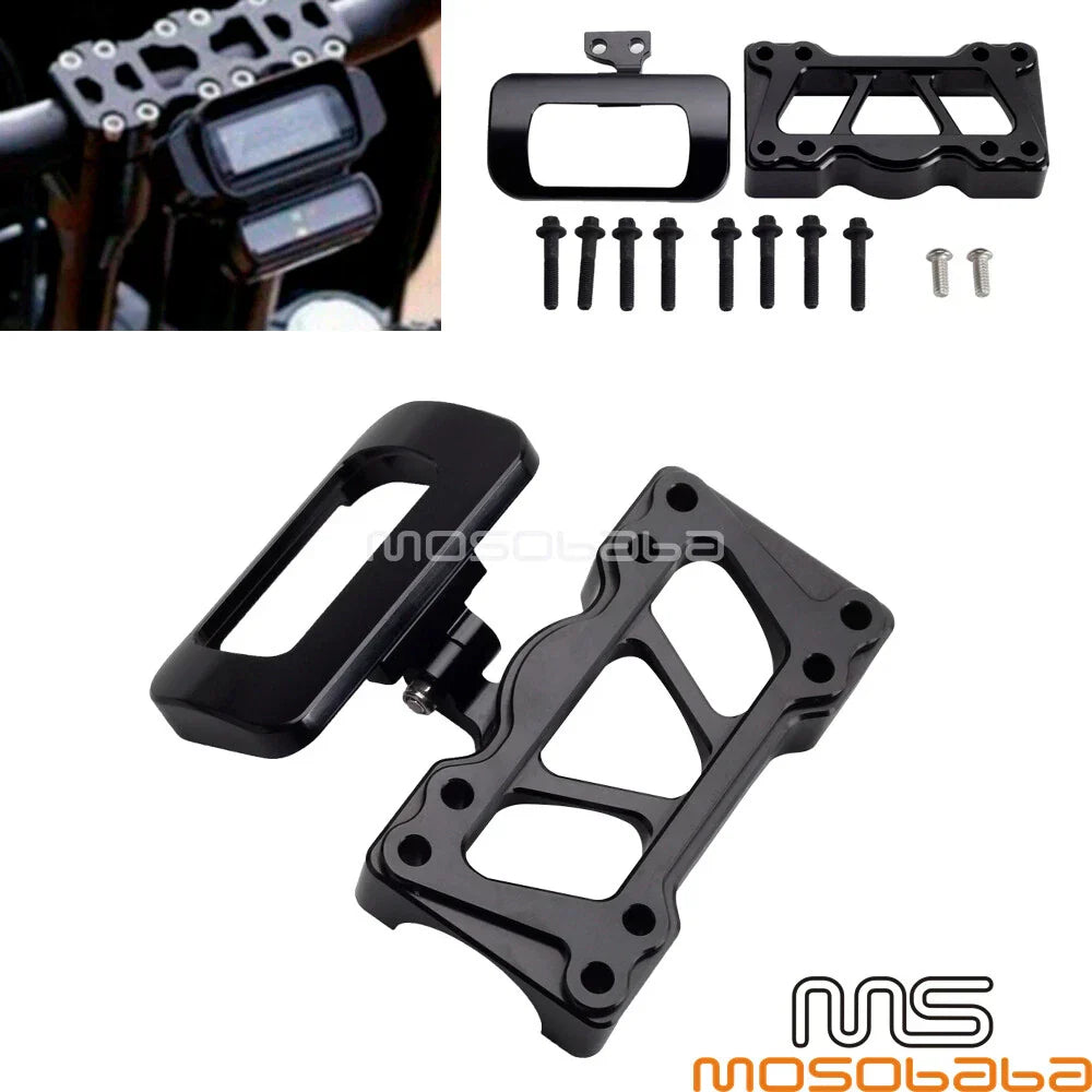 Digital Dash Gauge Relocation Mount & Top Clamp Cover for Harley Softail (18-22)