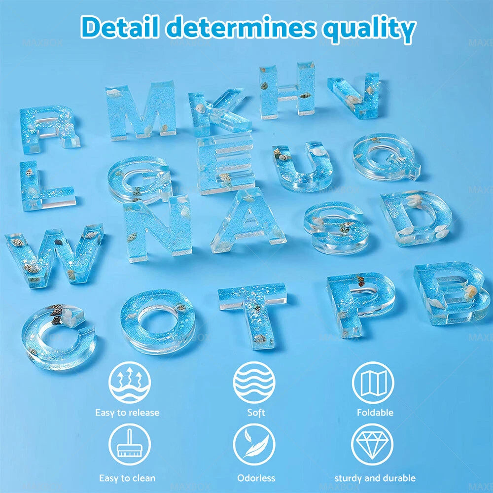 Epoxy Resin Mold Letter Number Silicone Mould for Keychain Tassel Pin Vise
